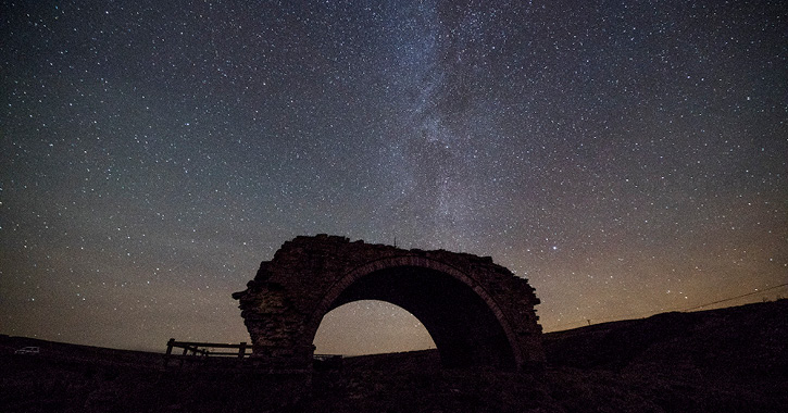 The milky way visible at night time over Rookhope Arch in the Durham Dales